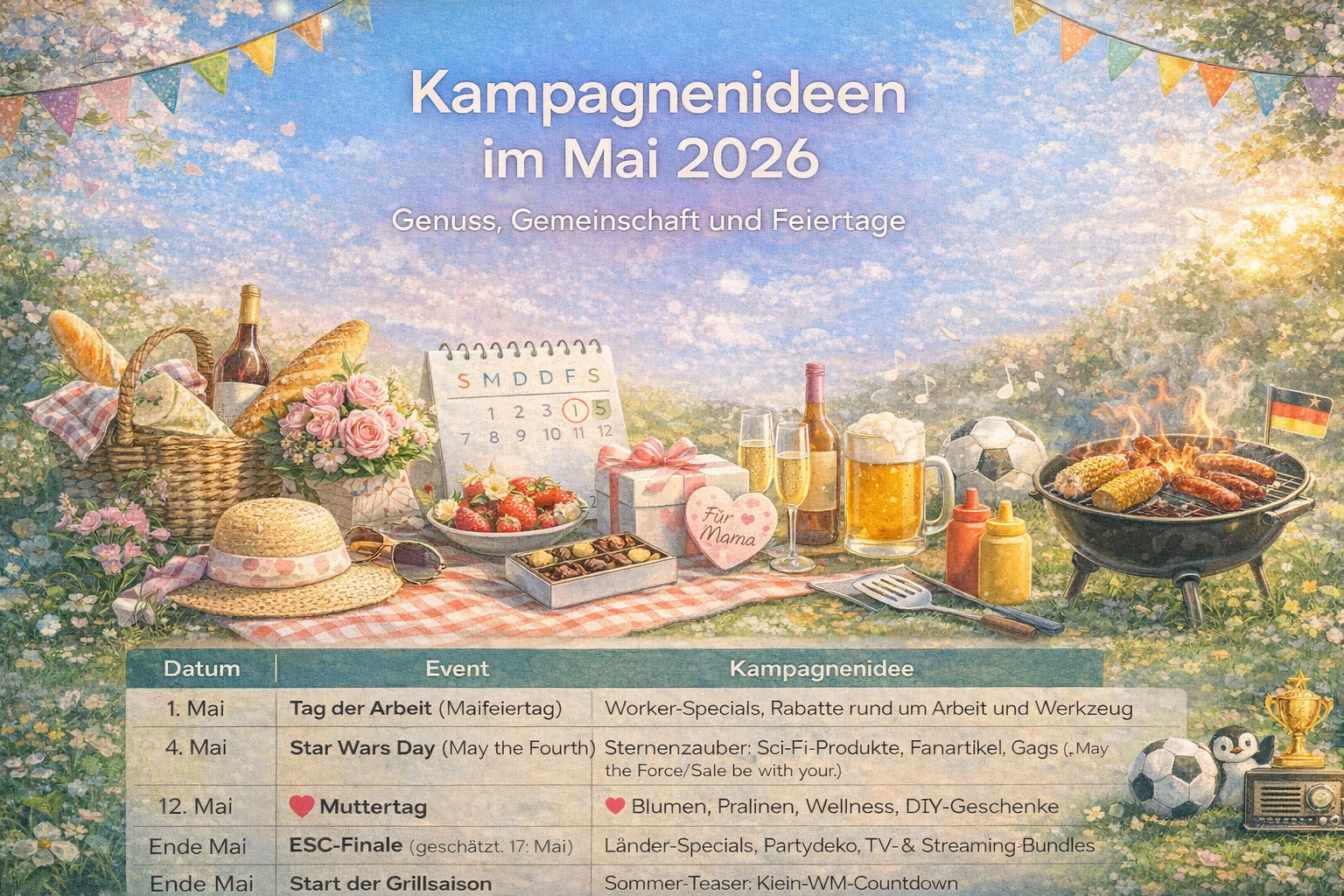 Kampagnenideen im Mai 2026 – Von Muttertag bis EM-Vorfreude