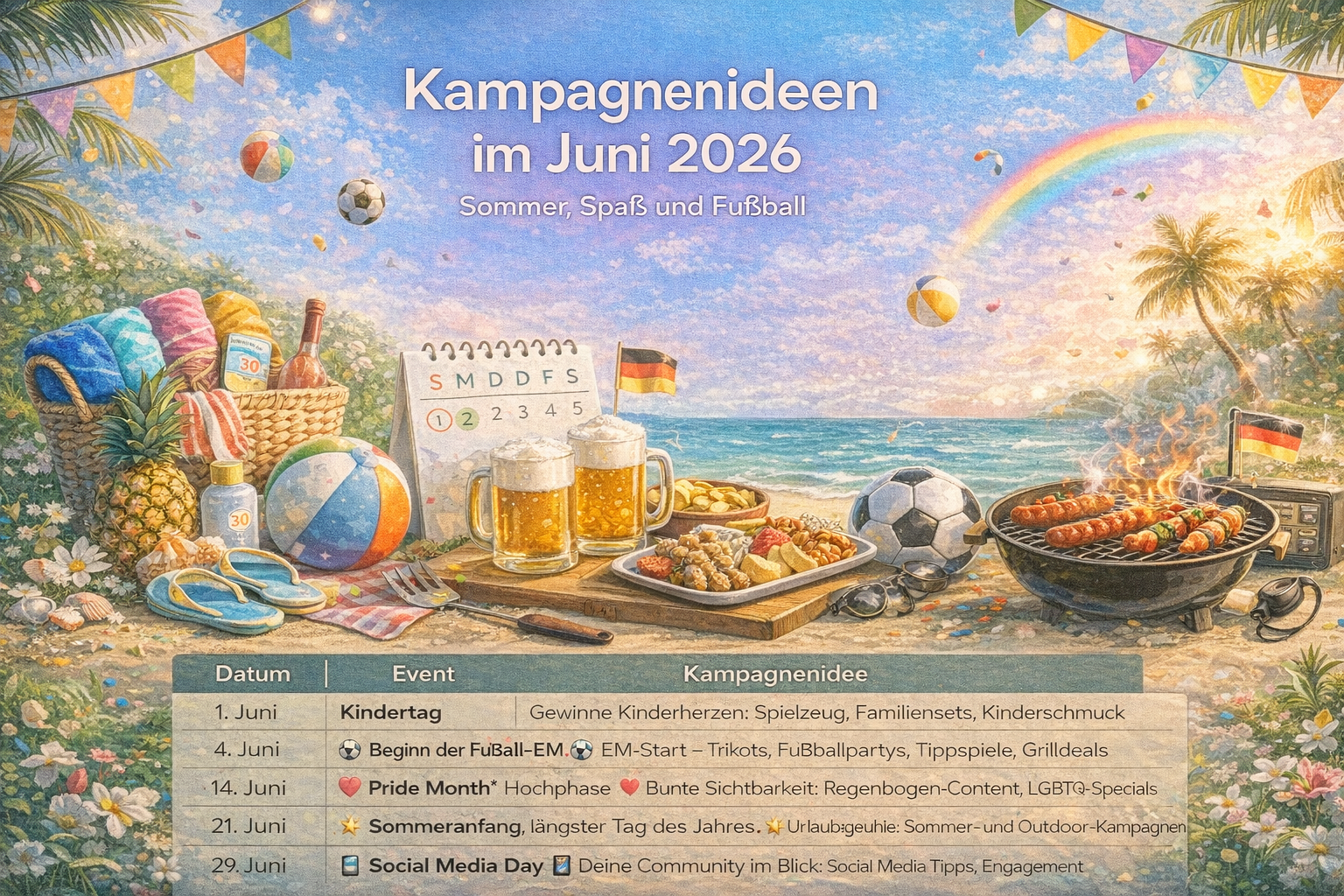 Kampagnenideen im Juni 2026 – Sommer, Sonne, Emotionen